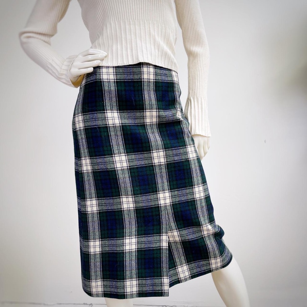Vintage 1970s Pendleton tartan plaid wool skirt